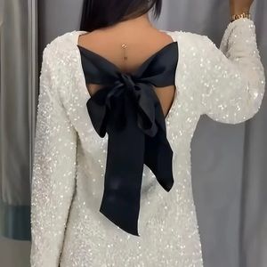 Viral sequin dress with bow tie!